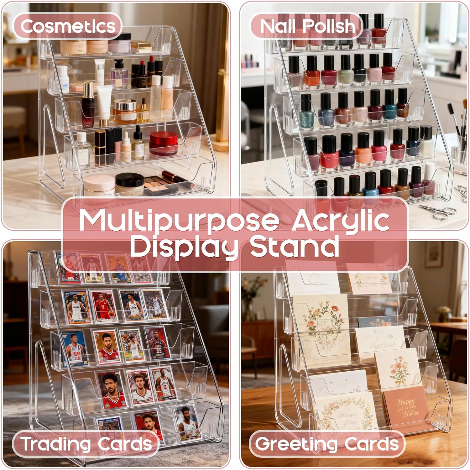 Vowcarol Clear Acrylic Paint Organizer Tall Version - 5 Layers, Miniature Paint Holder, Craft Organizer Rack