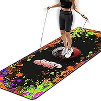 Isyorefam 63x24 Inch Shock-Absorbing Jump Rope Mat with Diatom Mud Layer - Non-Slip Rubber Fitness Mat for Home Gym, Indoor/Outdoor Training