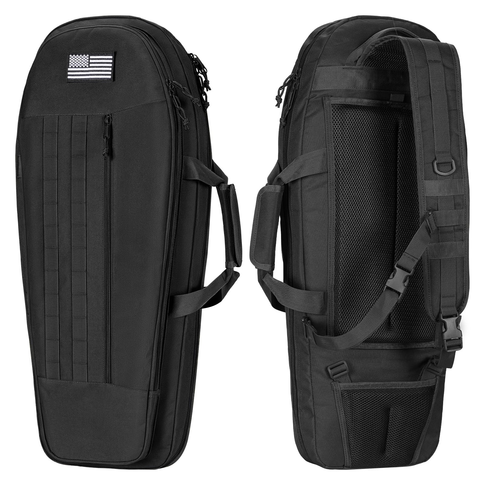 CVLIFE 30'' Soft Rifle Case, Tactical Rifle Bag Sling Backpack Bag with Padded Shoulder Strap and Lockable Zippers, Molle System for Hunting and Shooting, Black