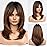 Alanhair Ombre Brown Wigs for Women,HAIRCUBE Long Layered Wigs with Bangs Heat Resistant Synthetic Fibre Wigs