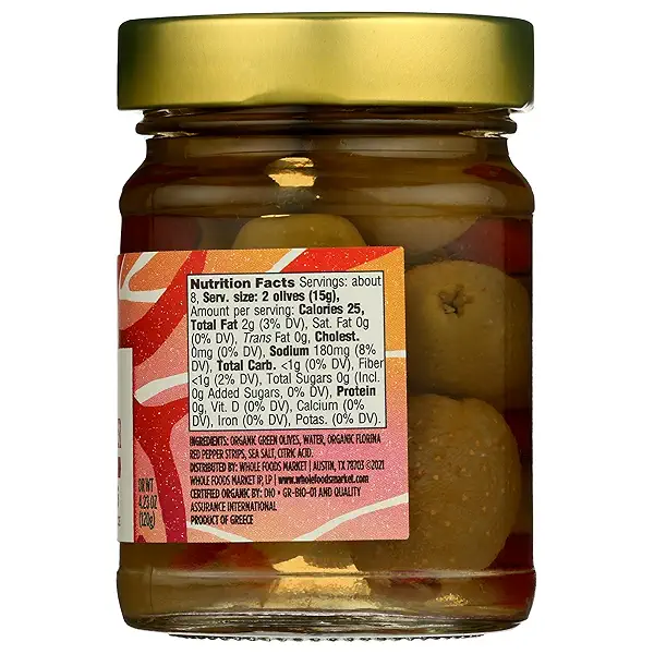 Organic Red Pepper Stuffed Olives, 4.23 Ounce 2
