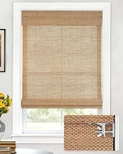 LazBlinds No Drill Bamboo Roman Shades, 46" W x 48" H, Star-Brown