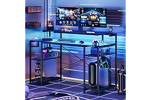 Bestier 55 inch Gaming Desk with Power Outlets & LED Lights – Prime Gaming Furniture