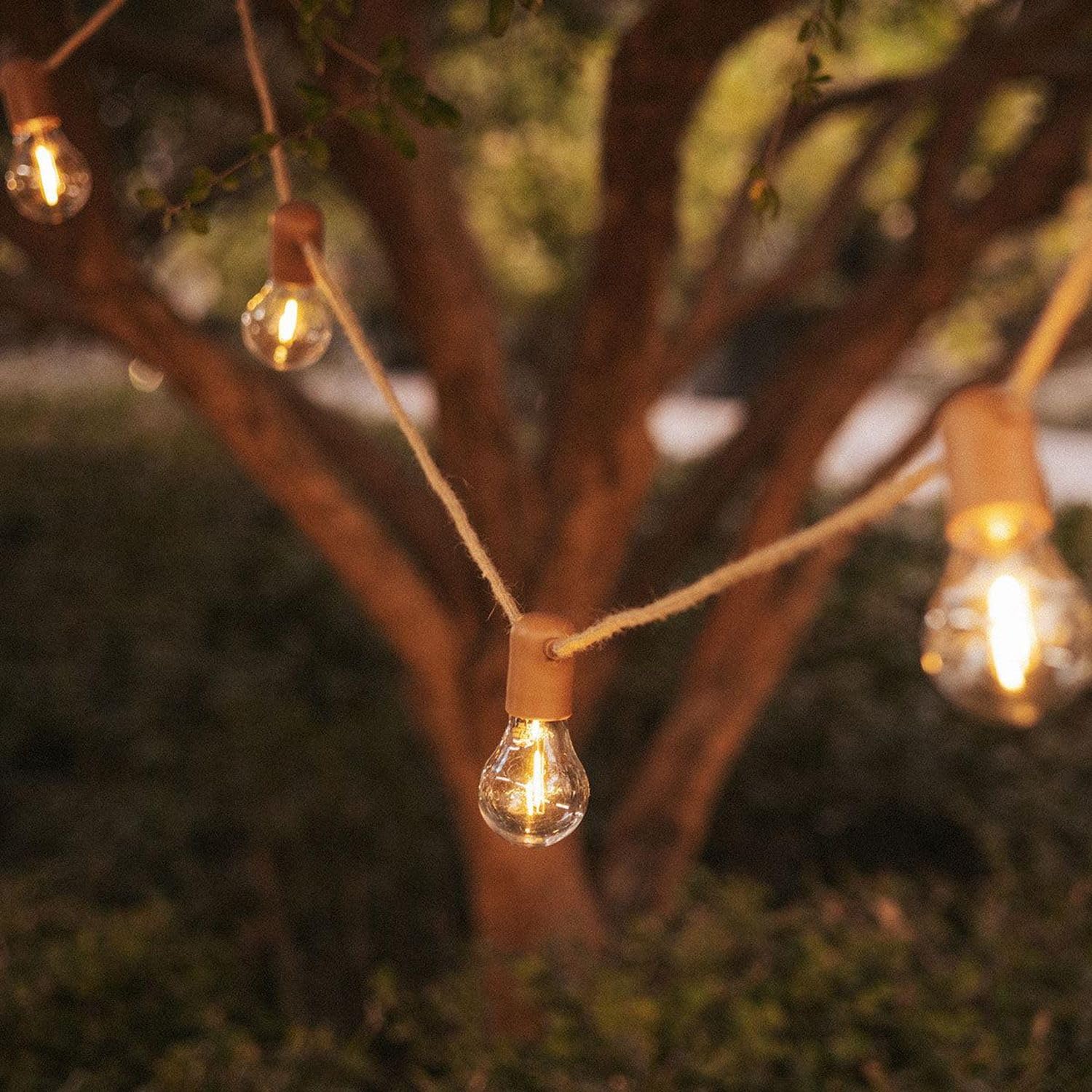 LED Lichterkette außen 5m 10x E27 IP44 Braunbeige 2700 K warmweißes Licht 350 lm mit Stecker Außenlichterkette Garten Balkon Terrasse
