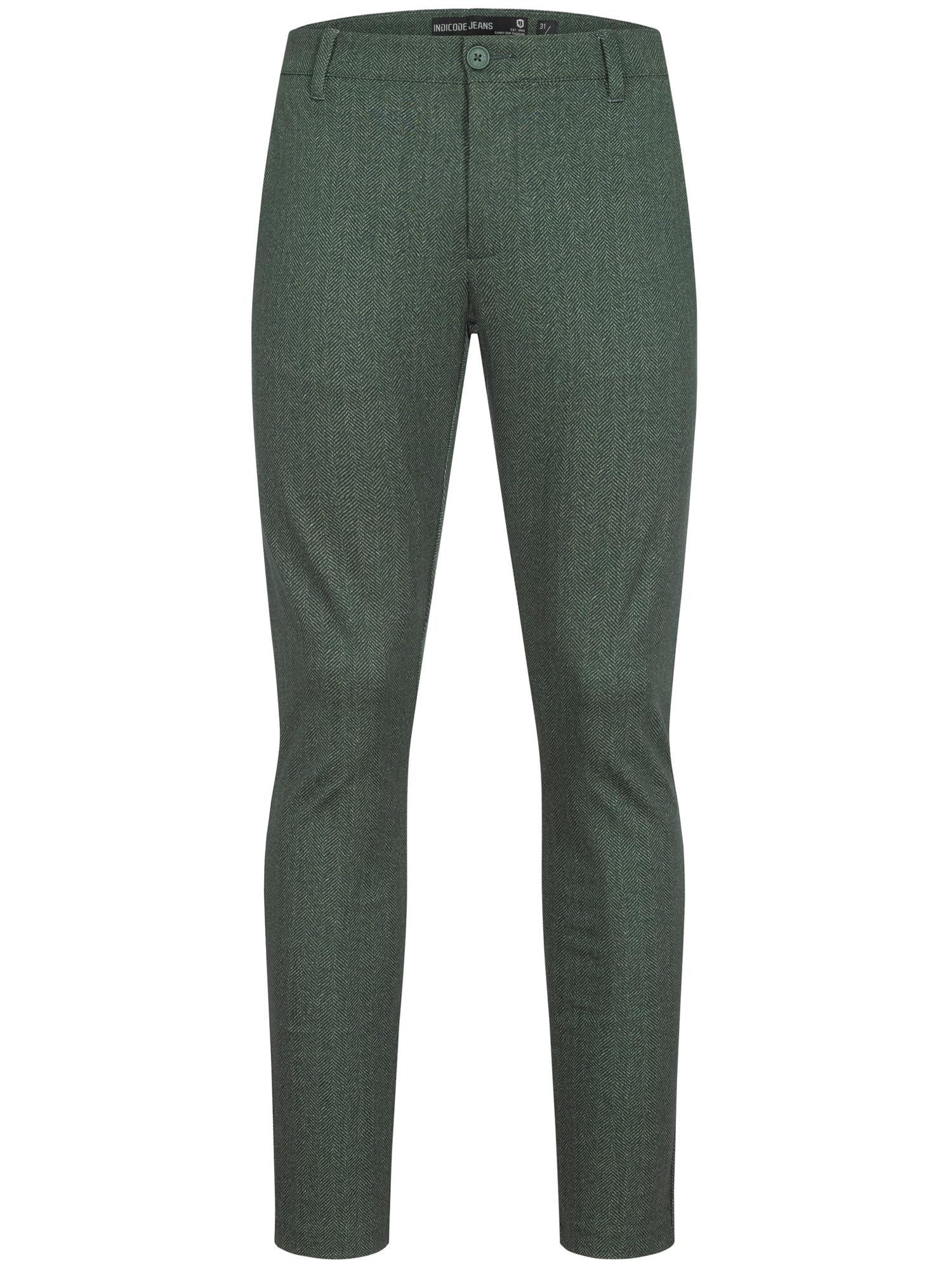 Indicode Uomini Pantaloni Chino in Tessuto Stretch Verde, Primavera-Estate