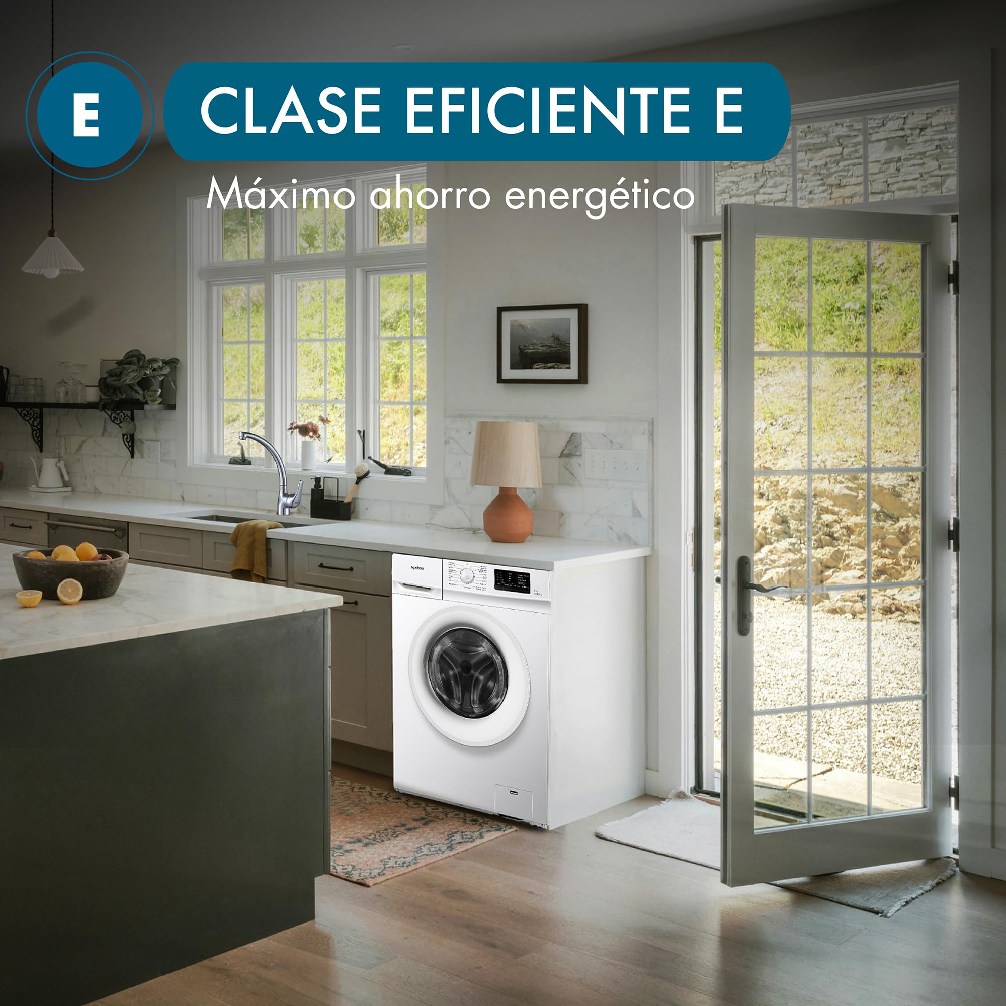 Apelson Lavadora de Carga Frontal AWM 6000 WH, 6 kg, 1000 rpm, 15 Programas de Lavado, Inicio Diferido hasta 12 h, Programas Rápido 15 min y Bebé, Libre Instalación, Color Blanco