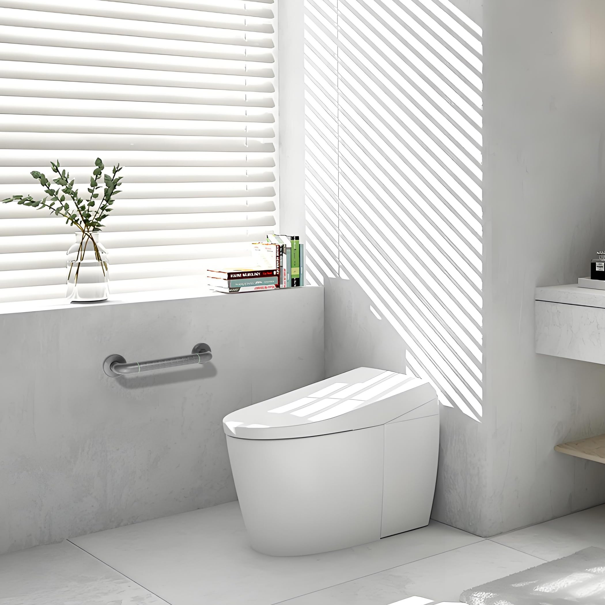 Barra di sostegno per doccia, confezione da 2, 40,6 cm, diametro 3,2 cm, antiscivolo, con puntini fosforescenti, per vasche da bagno e docce, per anziani e anziani