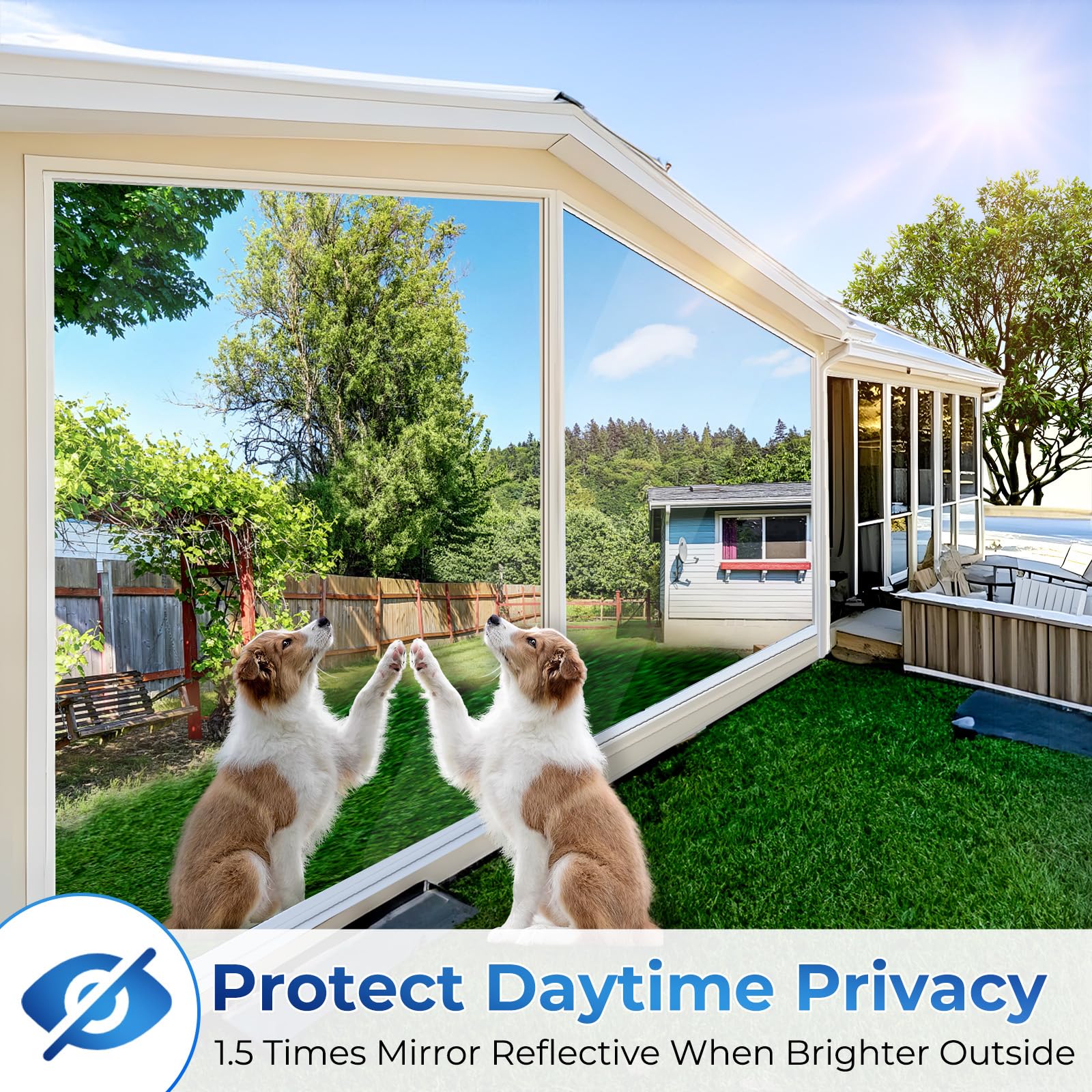 Beautysaid Window Film Privacy One Way Clear, Mirror Heat Reflective Window Security Tint Film Home - Image 2