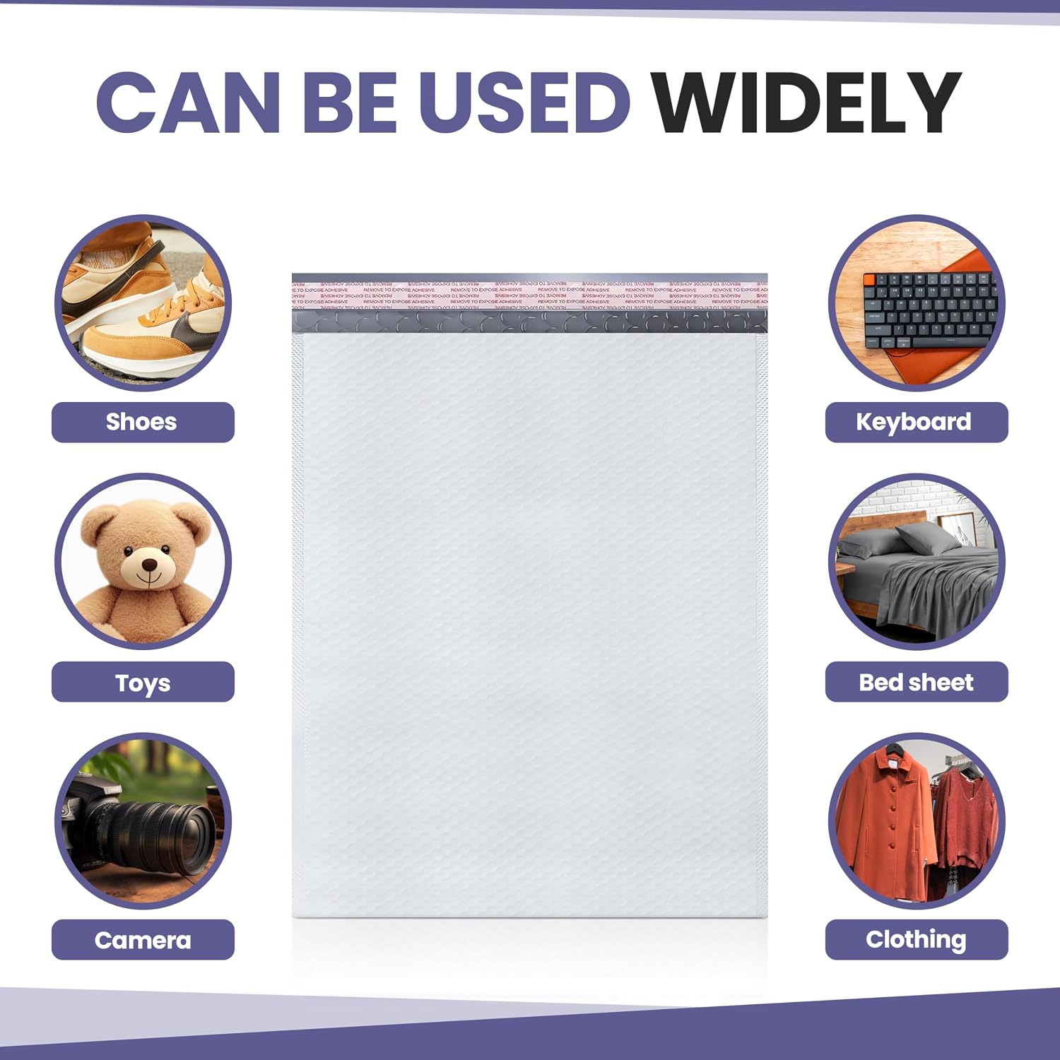 White Poly Bubble Mailers 14.50x20 Inch #7 | Self Seal Large Padded Envelopes | Air Cushioned Bubble Mailer | Usable Size 14.25x19 Inch | Waterproof Lightweight Mailing Shipping Bags | 15 Pack