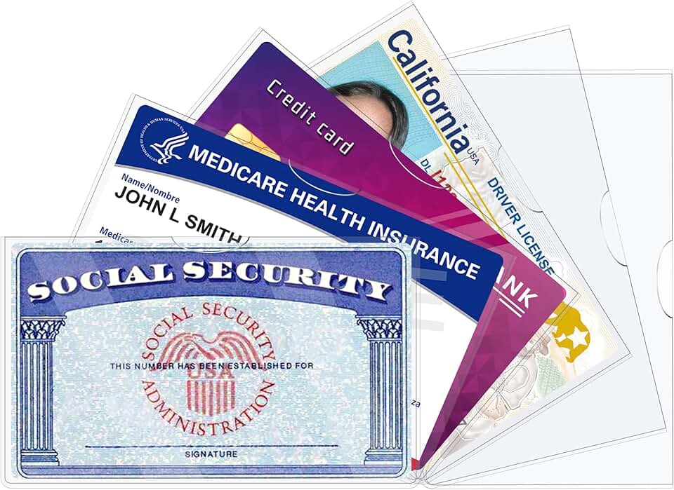 LIEMAND LIEMAND 6 Pack Social Security Card Protector Sleeves, Ultra Clear & Durable 31Mil Waterproof SSN/New Medicare/Credit Card Holder, Soft ID/Debit/Credit/Index Card Storage Sleeves
