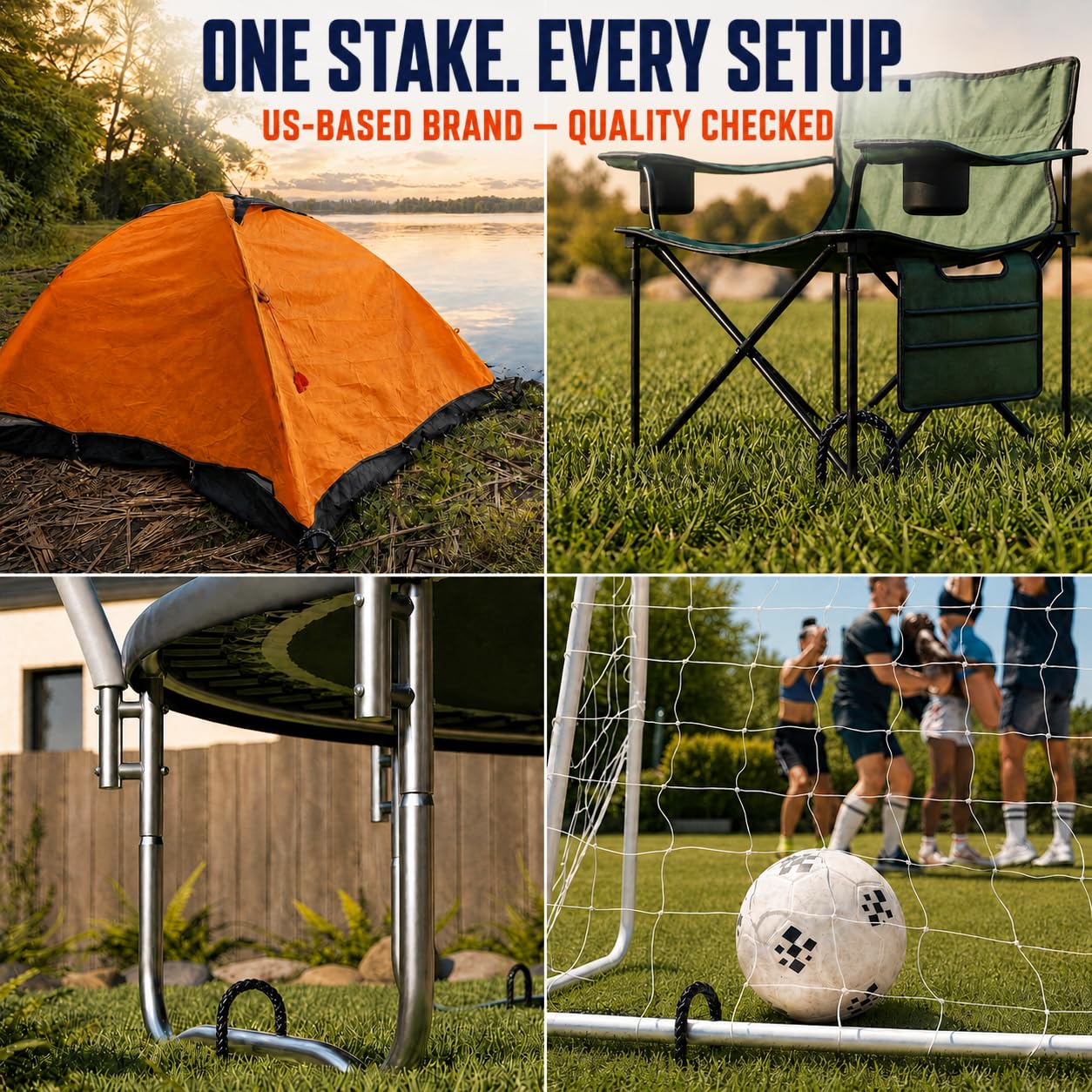 Happin® Trampolinanker-Set, 30,5 cm, 4 Stück, robuste U-förmige Erdspieße aus verzinktem Stahl, hoher Windanker-Set für Trampoline, Zelte, Vordächer, Zäune und Hof (Silber)