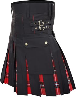 Men's Hybrid Utility Kilt - Durable Cotton Jeans Fabric Kilt for Men with Cargo Style Pockets Traditional Modern Kilt