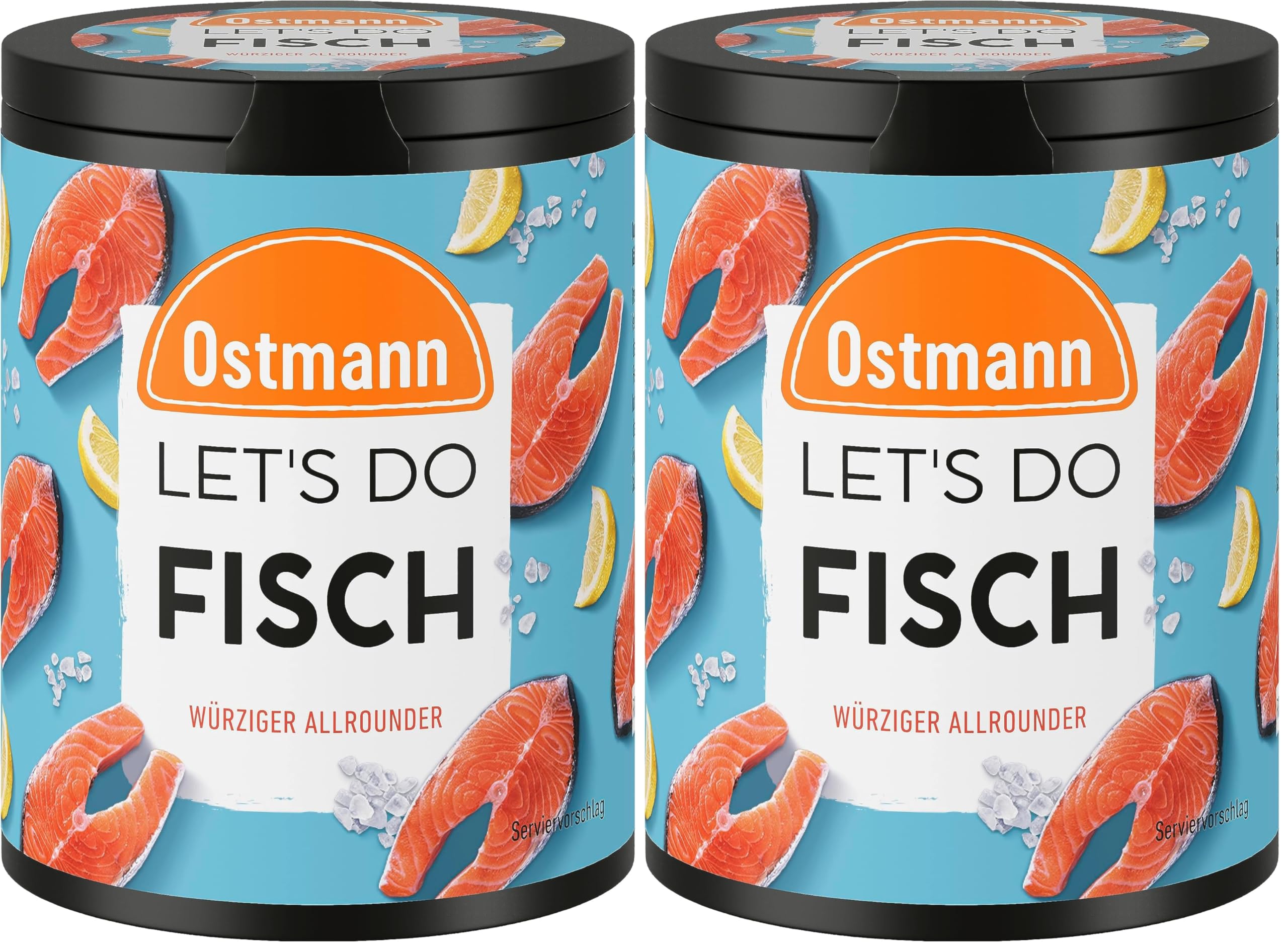 Ostmann Gewürze - Let's Do Fisch Allrounder | Gewürzsalz für Bratfisch, Flammlachs und Meeresfrüchte | Würziger Allrounder mit Senf, Zitrone und Dill | 85 g in recyclebarer Metalldose (Packung mit 2)
