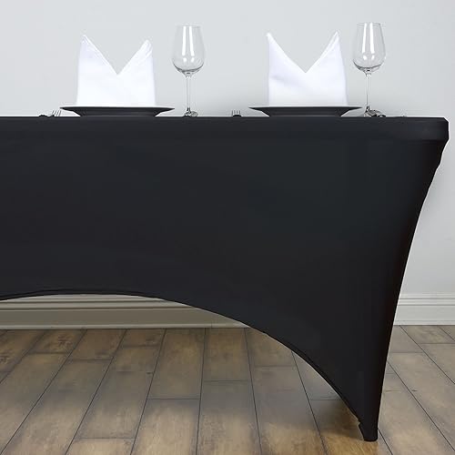 BalsaCircle Mantel rectangular de elastano elástico ajustable negro de 6 pies para decoración de fiesta de boda y comedor
