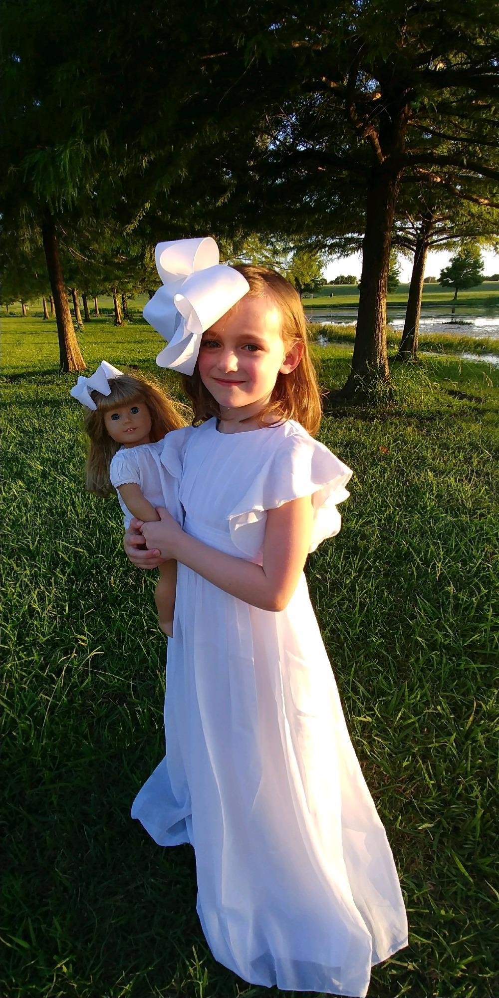 Aibaowedding Fancy Chiffon Blumenmädchen Kleider Flatterärmel Junior Brautjungfer Kleid