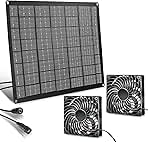 Solar Fan 15W Solar Powered Exhaust Fan Kit, 2 Mini Fans, Portable Ventilation Solar Fan for Chicken Coops, Dog Houses, Greenhouses, Pet Homes, Gardens