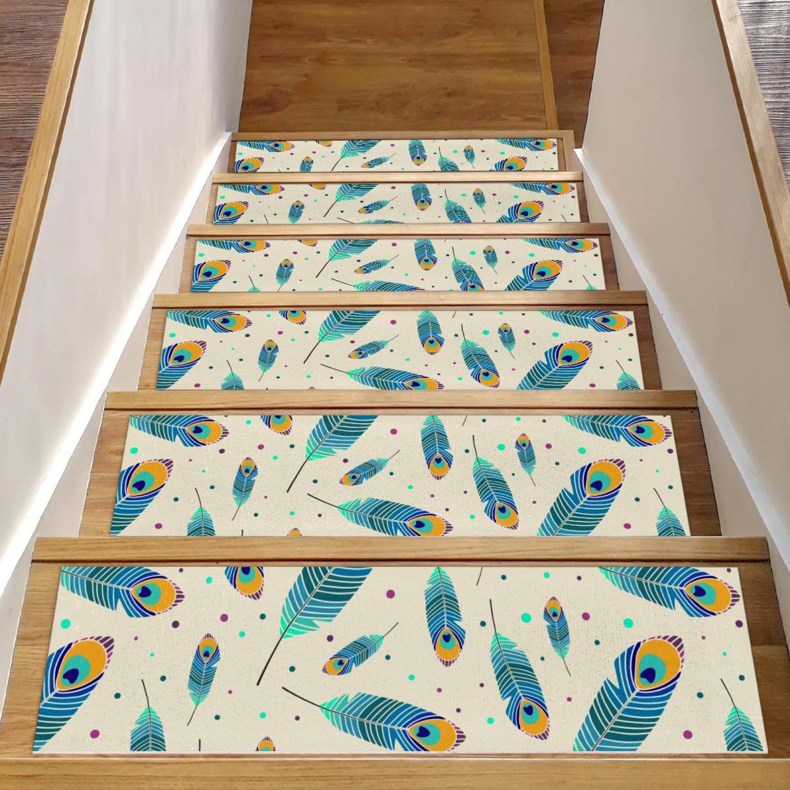 Alfombras antideslizantes para escaleras interiores que evitan caídas en peldaños de madera