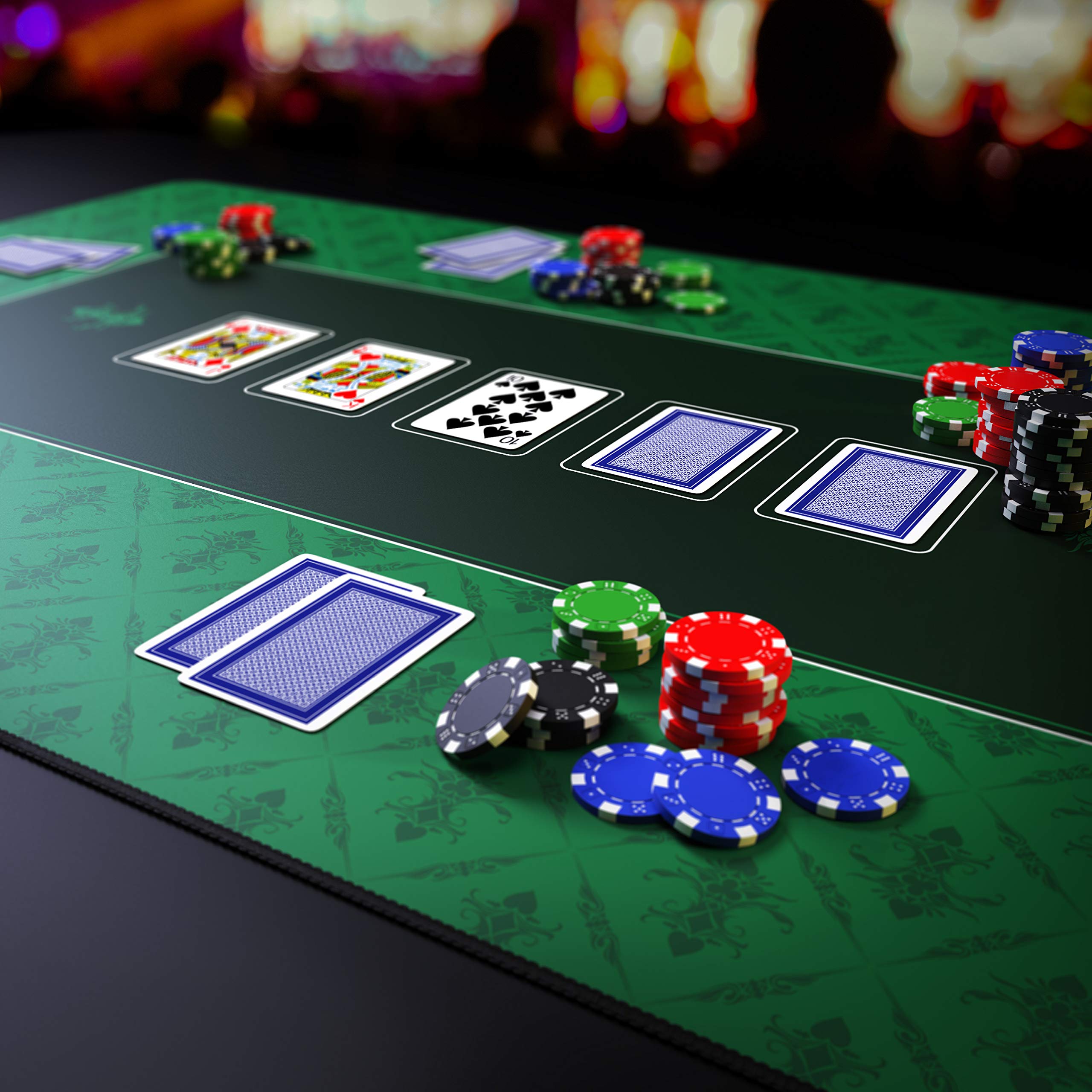 CSL- Tapis de Poker rectangulaire Vert 1000x600mm, sous-Main Bureau 100x60cm, Table pour Jeux de Poker, Taille Large XXL, Surface en Tissu, Base antidérapante, Précision et Confort