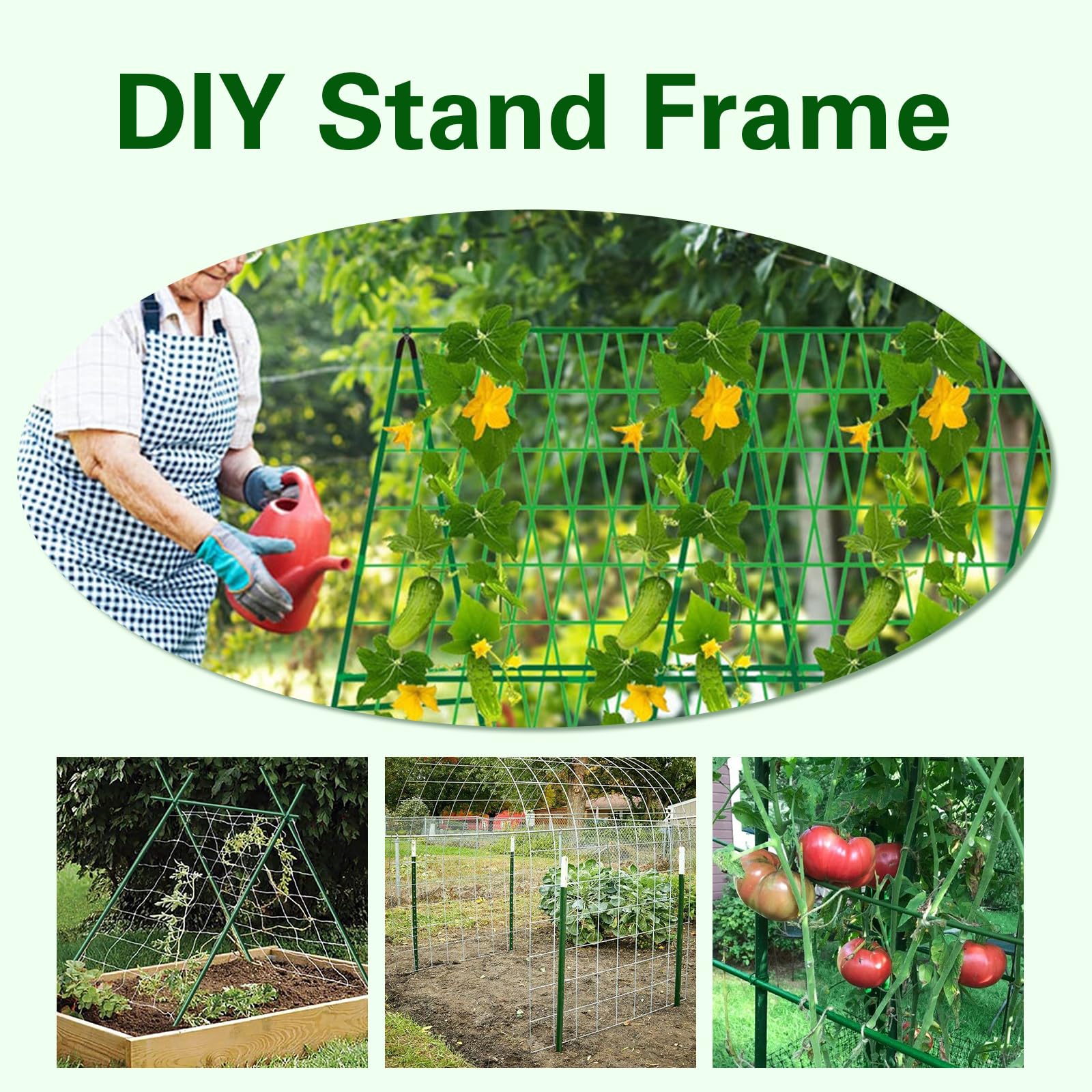 Estacas de jardín de acero de 48 pulgadas, paquete de 25 unidades, soporte resistente para plantas trepadoras, tomates, frijoles, pepinos, pimientos, flores, árboles en maceta, fortalecimiento