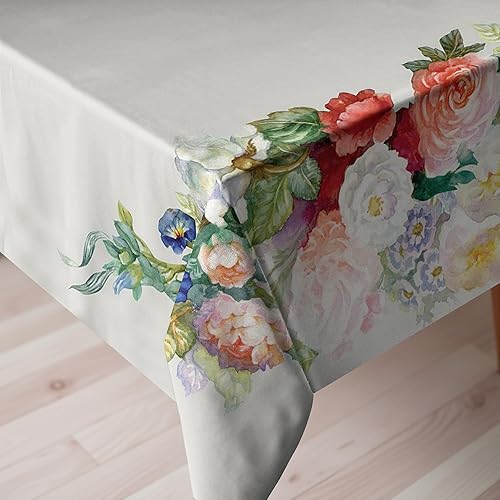 Miniatura 3 de Ambesonne Mantel victoriano, guirnalda de rosas en tonos pastel, ramo de flores de jazmín y aciano, estampado de flores clásicas, mantel rectangular