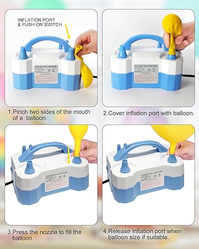 Miniatura 2 de Bomba de globo eléctrica, portátil automática doble boquilla infladora 110 V 600 Wsoplador para decoración de fiestas, hogar