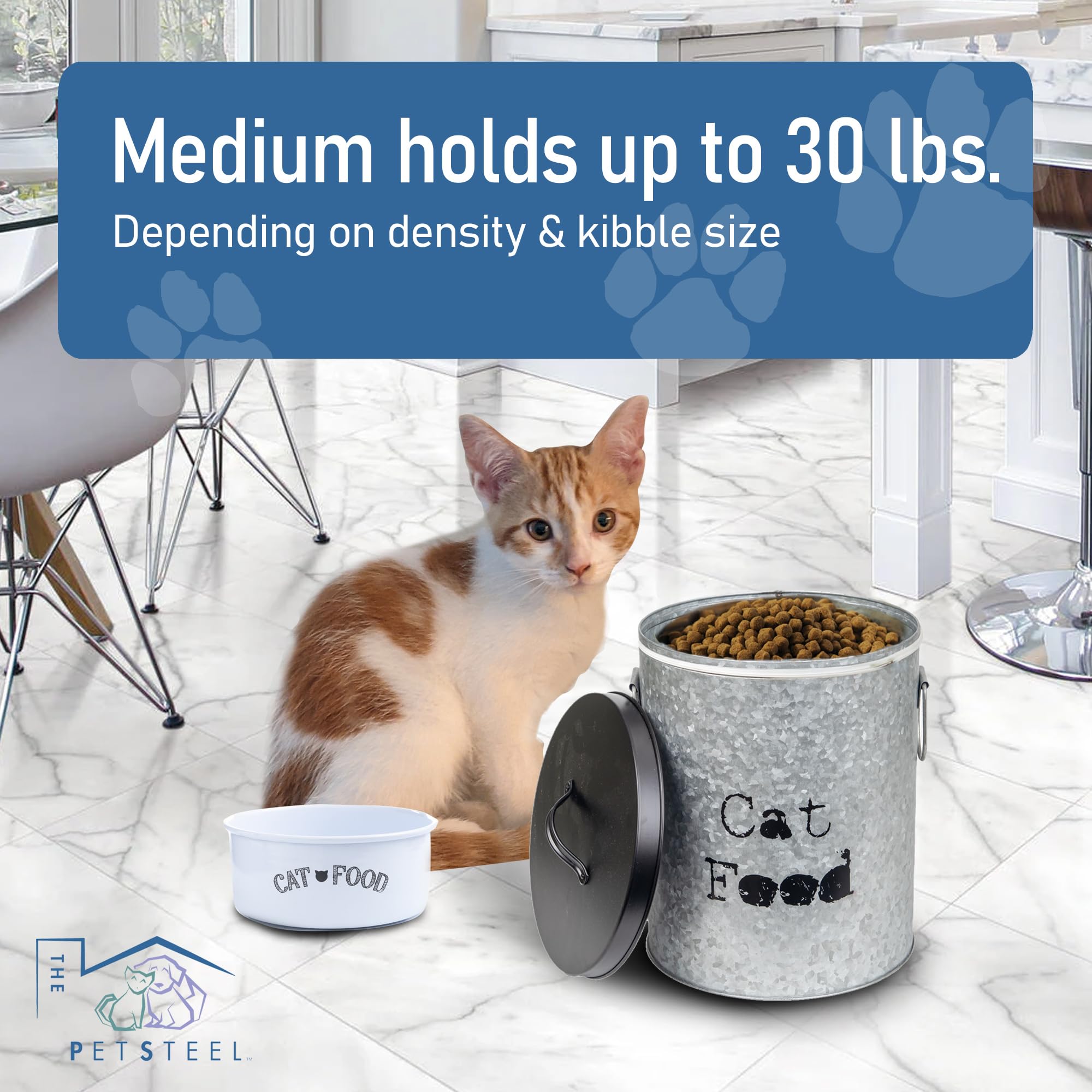 Recipiente mediano de almacenamiento de alimentos para mascotas de 40 libras con cuchara, duradero y hermético para mayor frescura, diseño minimalista y reciclable, enorme recipiente de