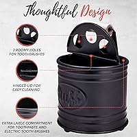 Vista 3 de Autumn Alley Juego de accesorios de baño rústicos, dispensador de jabón negro de granja, soporte para cepillos de dientes negro mate, 2 tarros