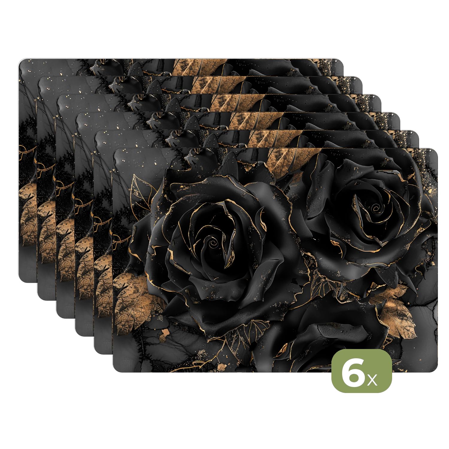 KitchenYeah© Placemats 6 stuks 45x30 cm Keuken Decoratie Placemats Afwasbaar Anti Slip Tafelmat Vinyl Onderlegger Eettafel - Bloemen - Roze - Natuur - Kunst - Abstract