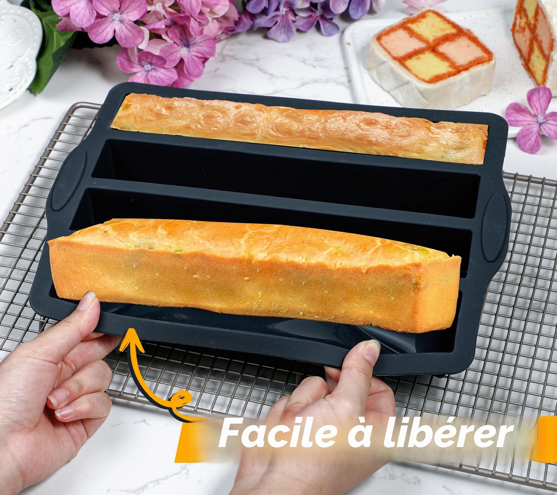 Kamehame Battenberg Moule à gâteau rectangulaire en silicone pour Noël, mariage, anniversaire