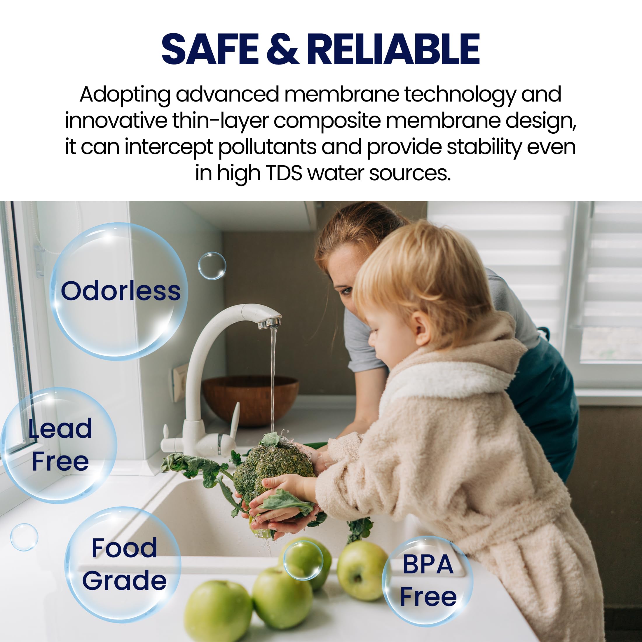 Membrana de ósmosis inversa 3013-400G Filtro de agua de repuesto para sistema de filtro de agua 400 GPD RO Membrana