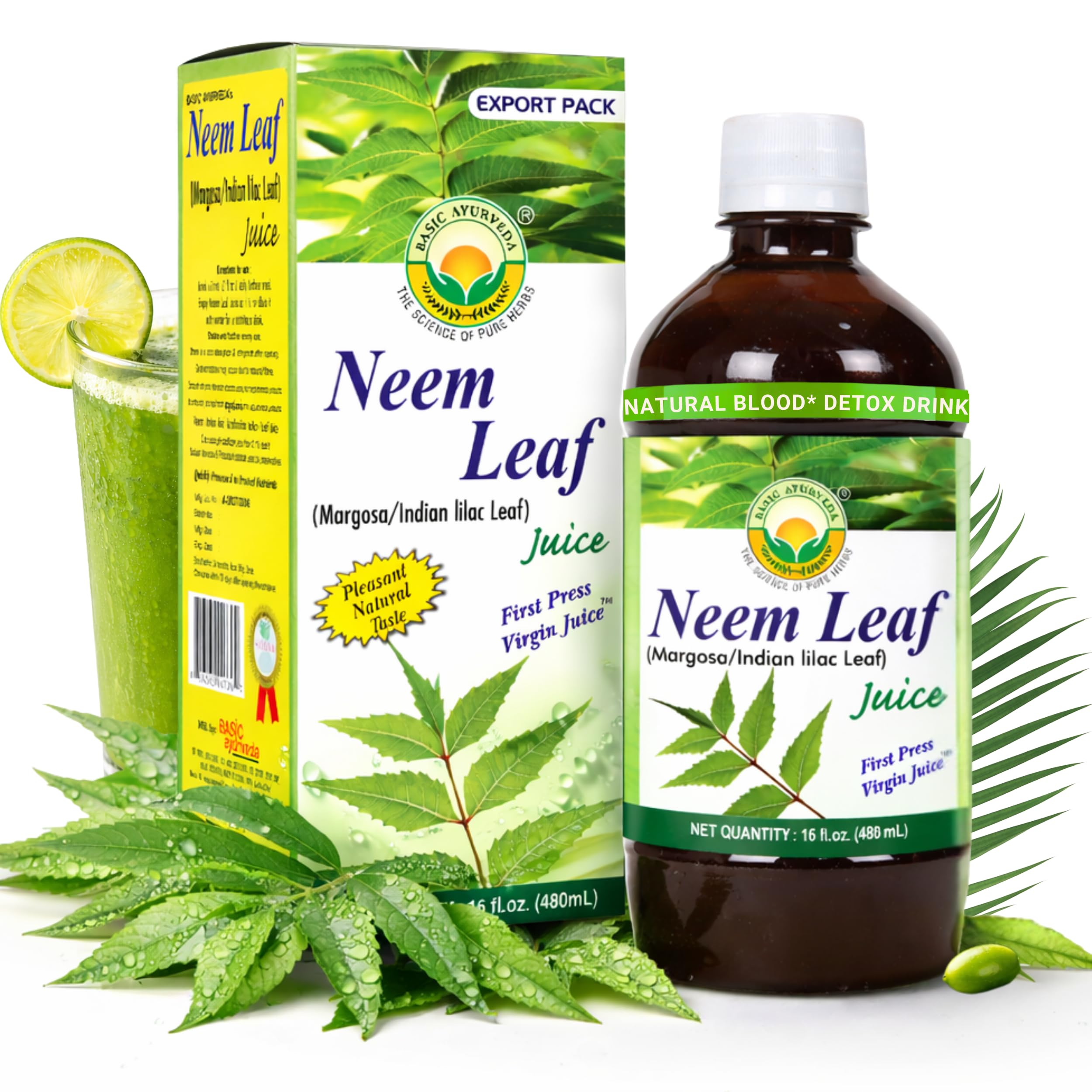 Neem Leaf Juice | 16.23 Fl Oz (480ml) | Natural Bitter Herbal Detox Drink | Supports Skin Health, Immunity & Hair Wellness | No Added Sugar | Pure Neem Extract