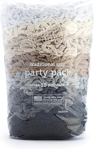 friendly loom Bucles de tejido de algodón de calidad en colores neutros, tamaño tradicional de 7 pulgadas, tejido de 18 agarraderas funcionales,