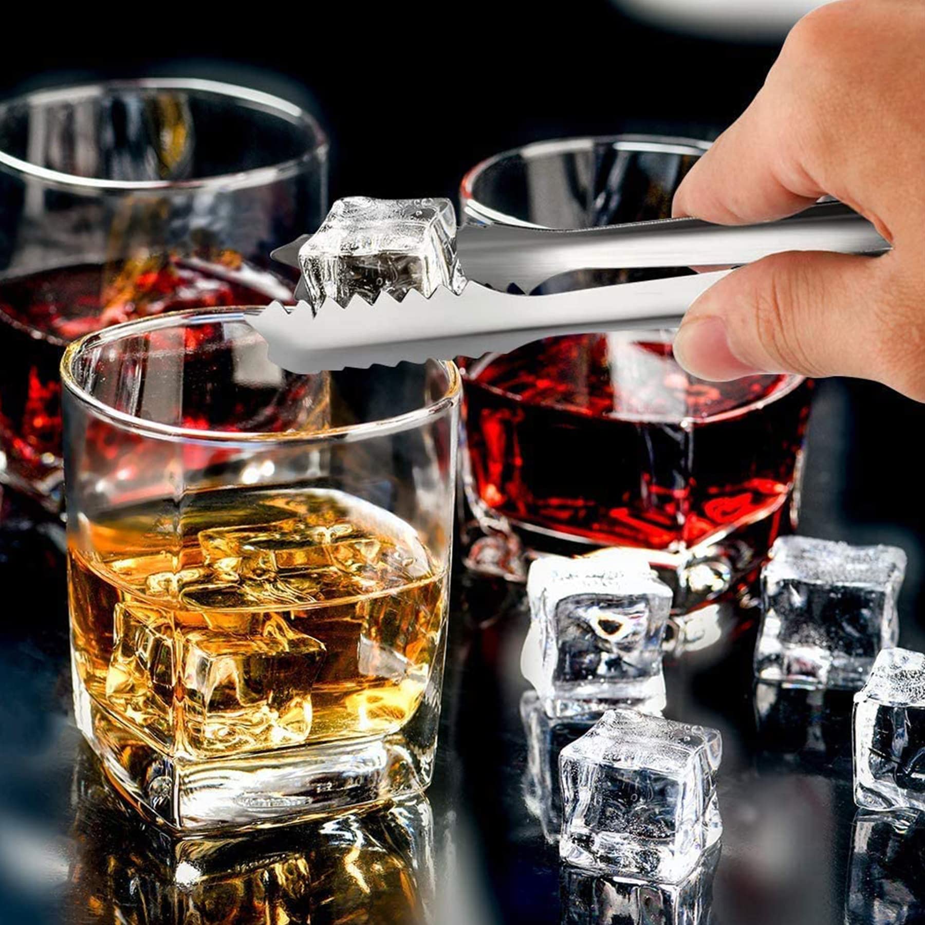 15 Pieza Alicates para Hielo y 2 Pieza Pala Como Hielo, Azúcar de Acero Inoxidable Pala de Comida Alicates, Pinzas de Candy Acero Inoxidable, para Banquete de Boda Buffet