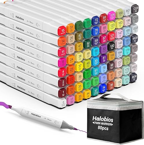 80 marcadores de alcohol, doble punta fina y ancha marcadores de dibujo con estuche, marcadores artísticos para niños y adultos, artistas para
