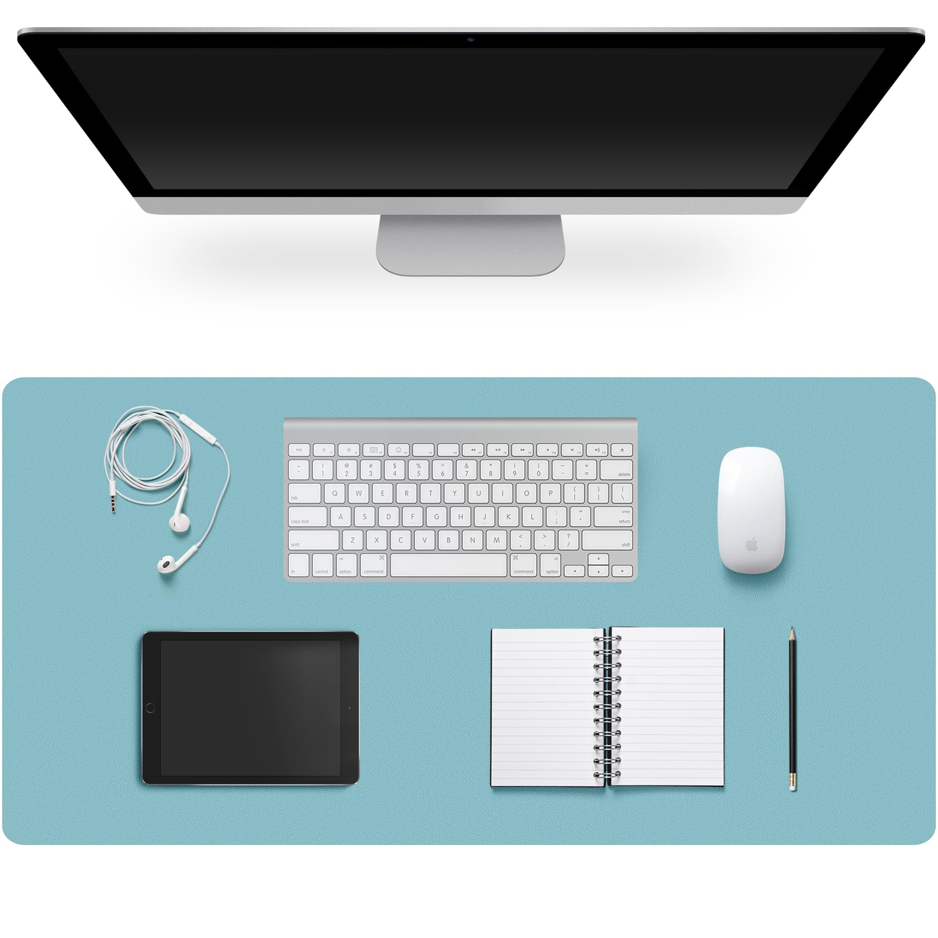 Leather Desk Pad Protector,Non-Slip Desk Pad,on-Slip PU Leather Large Mouse Pad,Easy Clean Desk Protecor Mat,Writing Pad for Office Work/Home/Decor(Pale Green, 35.4" x 17")