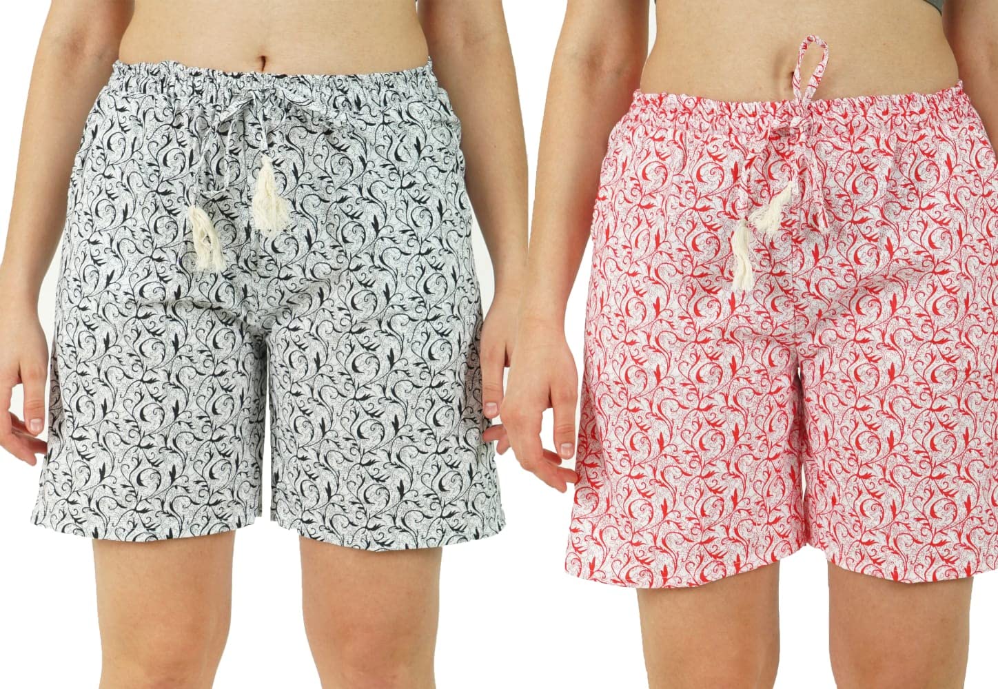 Omney Printed Cotton Casual Trendy Women's Regular Latest Western Ladies Night Wear Sleep Wear Relaxed Fit Casual Shorts Pants/Shorts for Women Wear_Free Size Combo of 2-picture-38