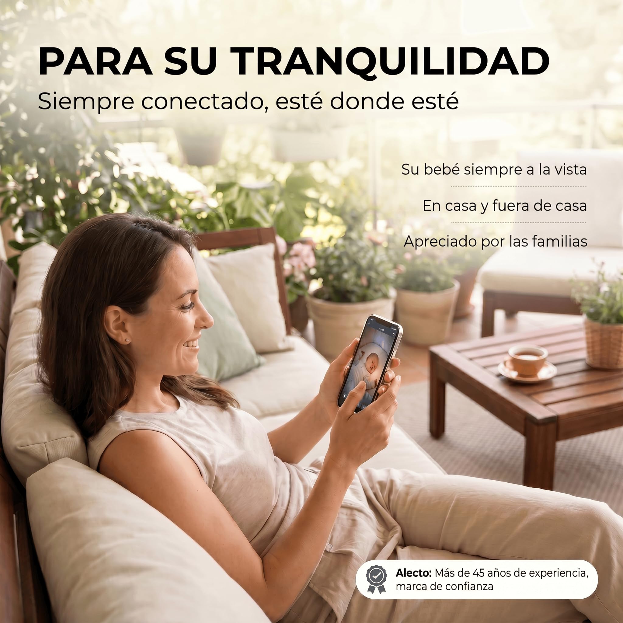 Alecto SMARTBABY10 WiFi Vigilabebés con Cámara HD 1080p - Vigilabebés Inteligente con Control Móvil - Video Vigilabebés Cámara y Audio - Blanco