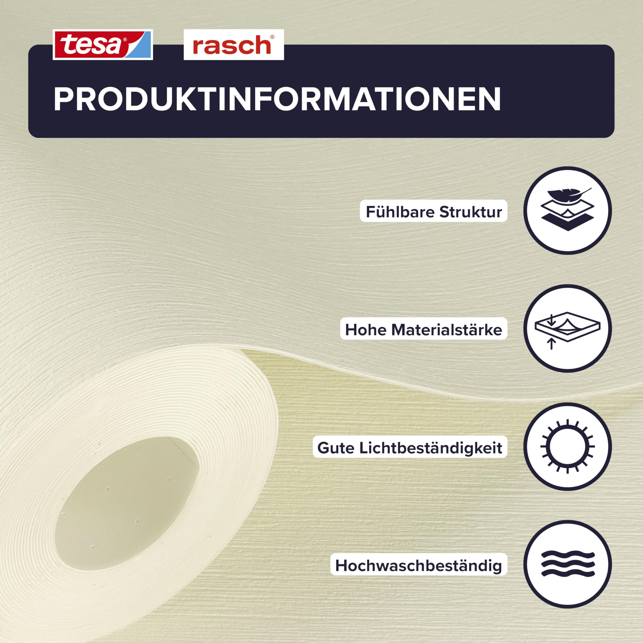 Rasch Selbstklebende Tapete Beige Creme Einfarbig 6,00 x 0,53 m | Ohne Kleister mit tesa-Klebetechnologie