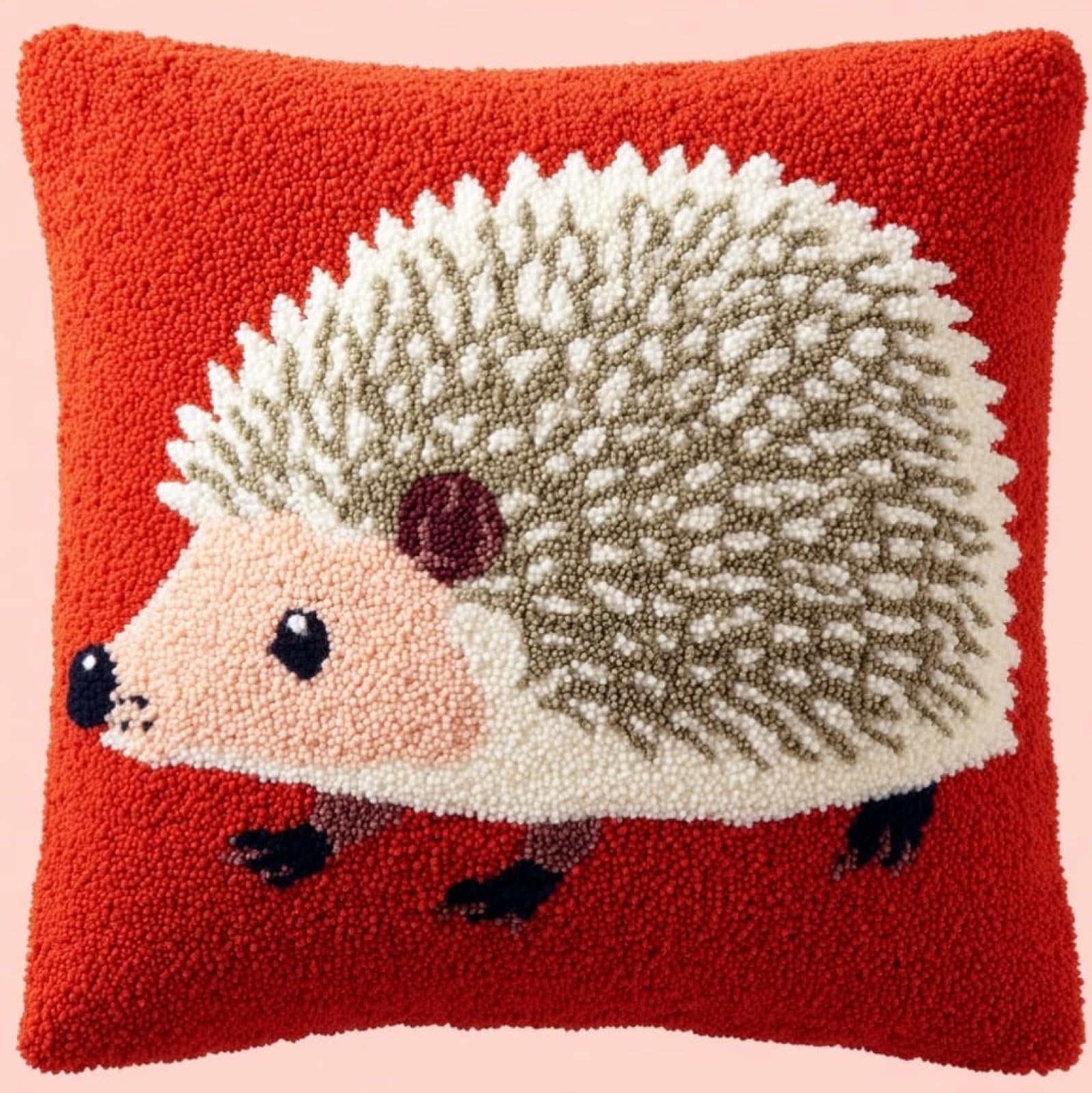 Axiangzik Latch Hook Cushion Kits,Cartoon Hedgehog 17X17inch Handmade Embroidery Kits,Diy Needlework Pillow Rug Making Kit,Decorative Throw Pillow Cover For Sofa Cushions