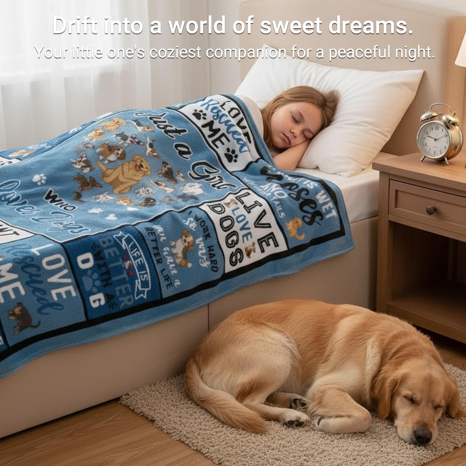 Dogs Blanket for Girls & Women, Cute Dogs Lover Gifts for Kids, Teens, Flannel Throw Blanket 40x50 Inch - Image 4