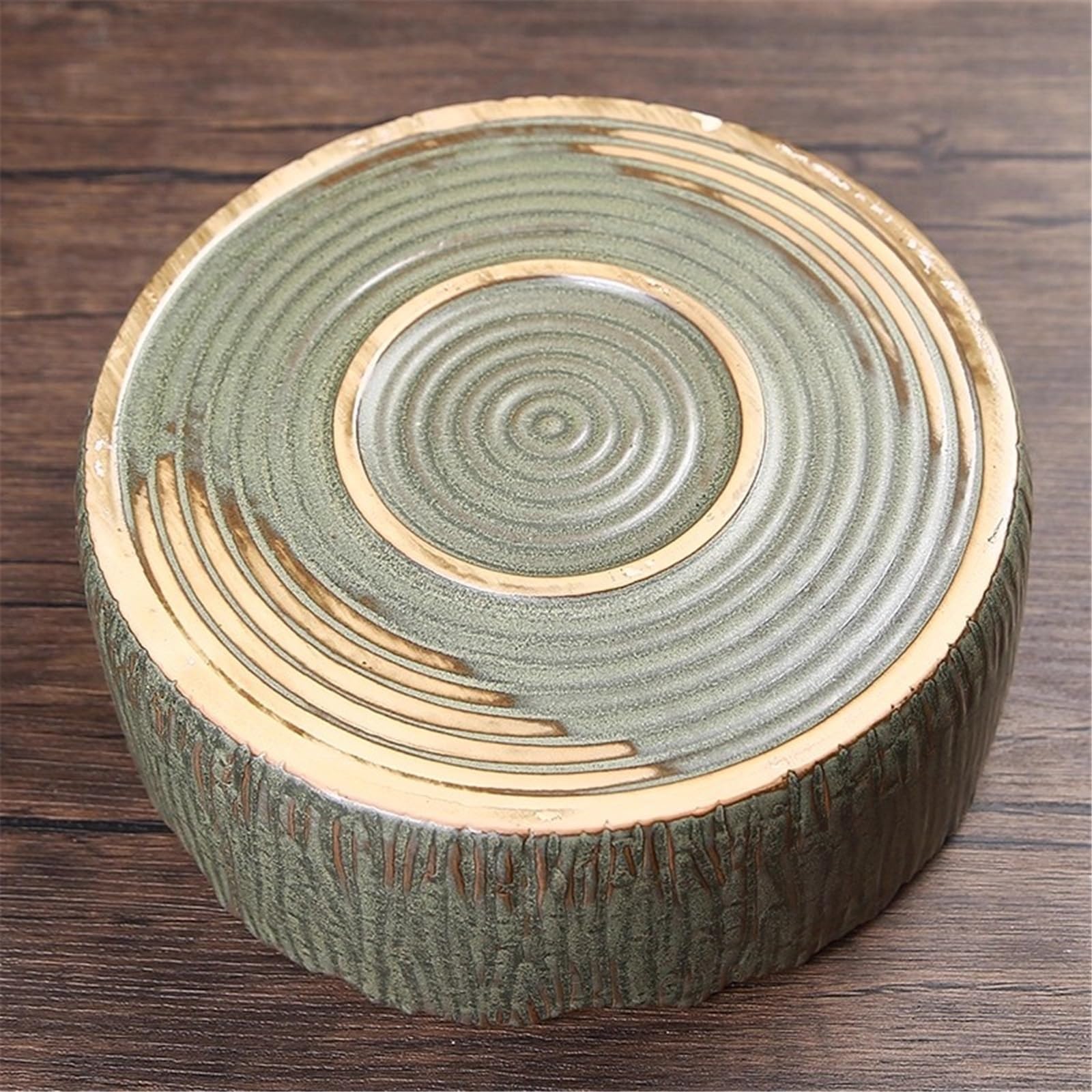 Vassoio per vasi da fiori Vassoio raccogli gocce in ceramica retrò con bordi irregolari, imitazione della trama di un albero, piattino for composizioni floreali