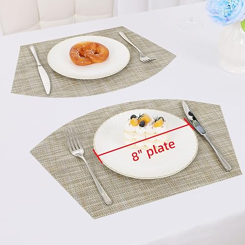 Miniatura 12 de SHACOS - Manteles individuales de PVC para mesas redondas, manteles individuales con curvatura, antideslizantes, resistentes al calor, de vinilo,