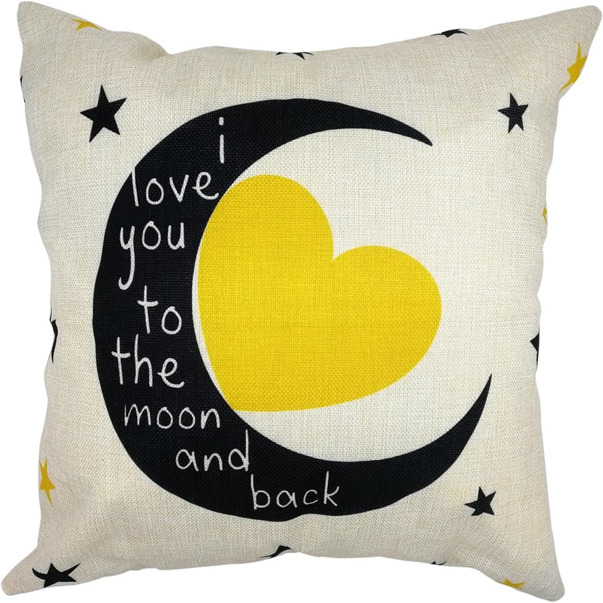 Arundeal Decorative Throw Pillow Case Covers, 18 x 18 Inches, I Love You to The Moon and Back