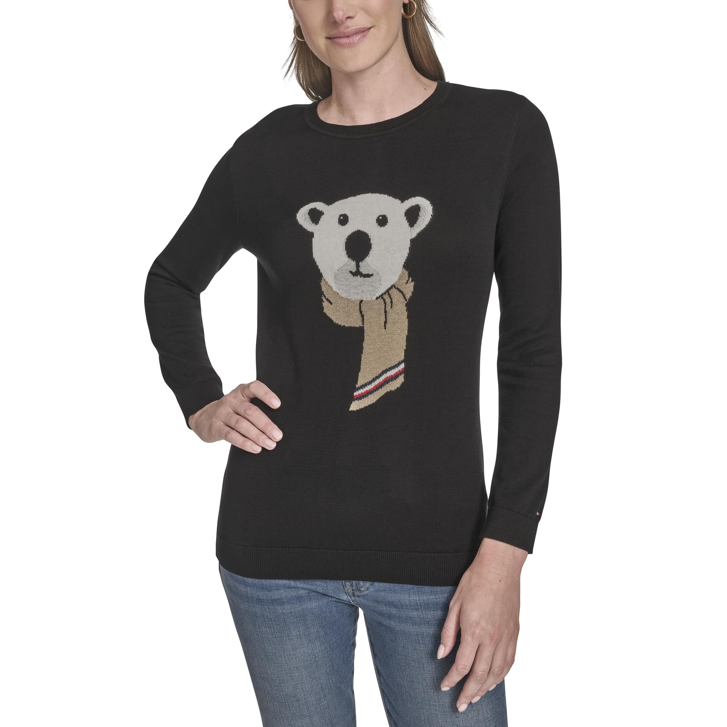 Tommy Hilfiger Women's Pullover Crewneck Everyday Sweater, Black, M