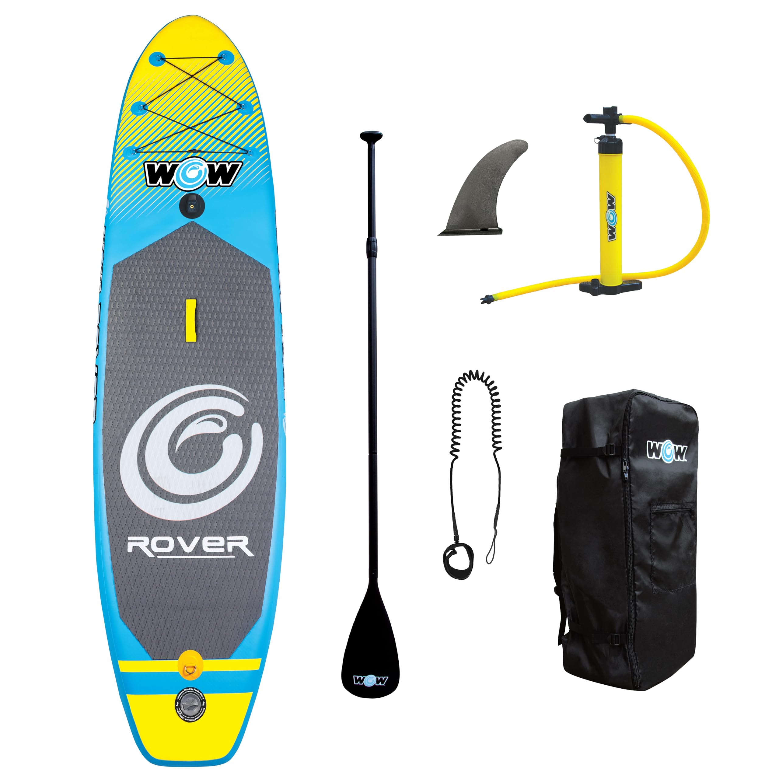 WOW Sports - Rover Paddleboard - Inflatable Paddleboard with Pump & Carrying Case - Perfect Lake Accessory