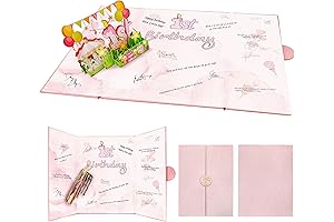3D 1st Birthday Guest Book Alternative and Signature Book for Baby Girl