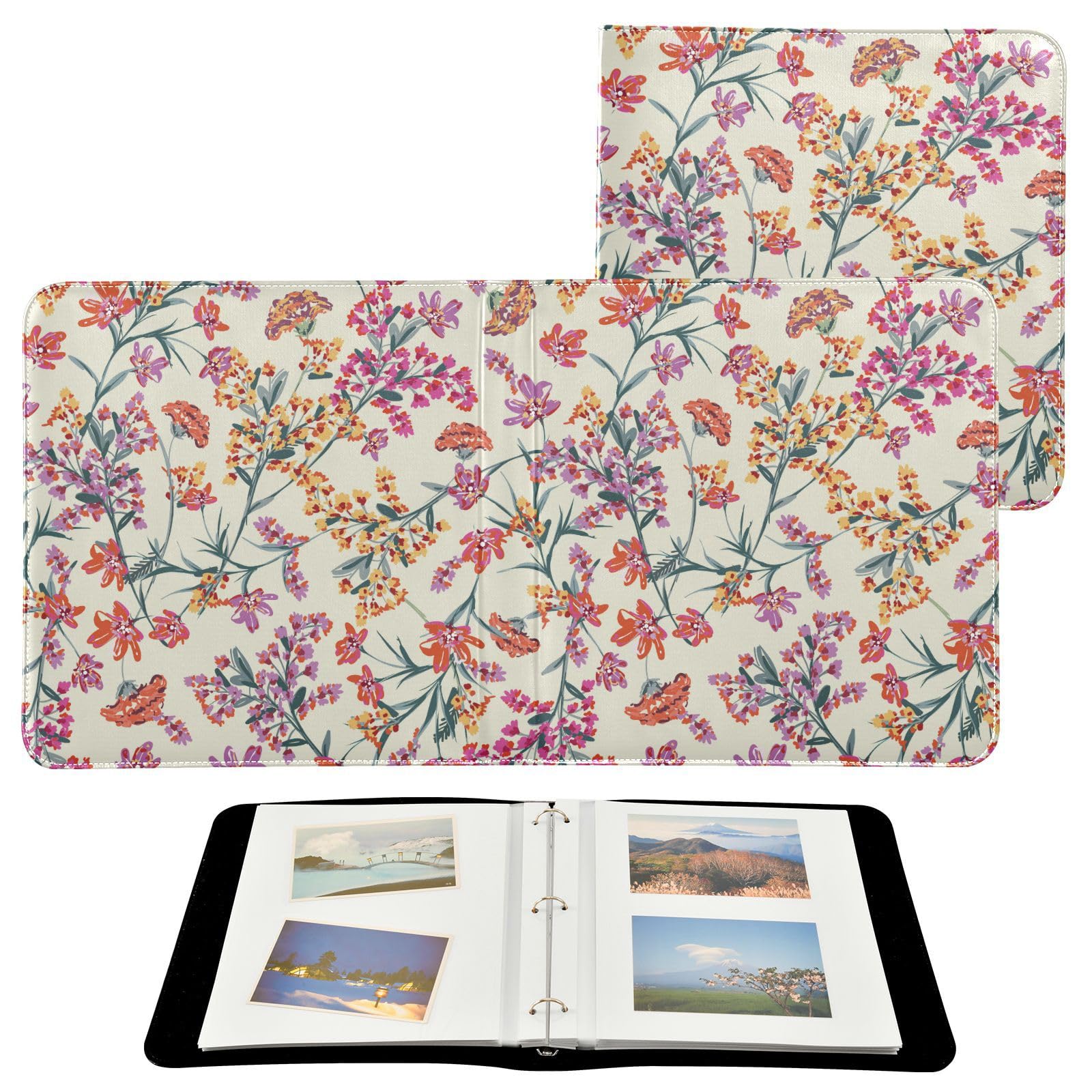 Álbum de fotos, páginas autoadhesivas, estanterías, álbumes de fotos, álbumes de fotos para todos los tamaños, fotos de 4 x 7 pulgadas, flores silvestres florecientes