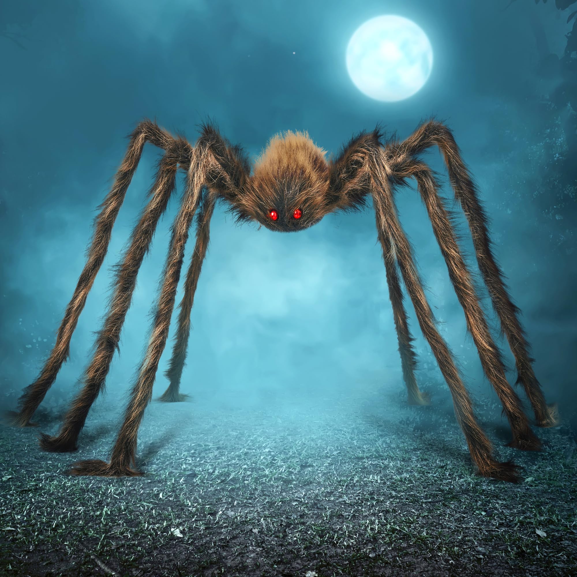 JOYIN 5ft Halloween Spider Outdoor Decorations, Scary Giant Large Spider Props for Halloween Outside Decor, Indoor Party Supplies and Yard Lawn Decoration, Brown