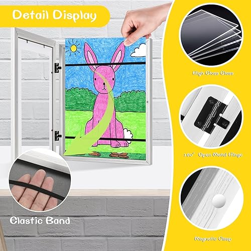 Vista 5 de Paquete de 2 marcos de arte para niños, color blanco, de 10 x 12.5 pulgadas, 8.5 x 11 pulgadas, marco de exhibición de obras de arte infantil