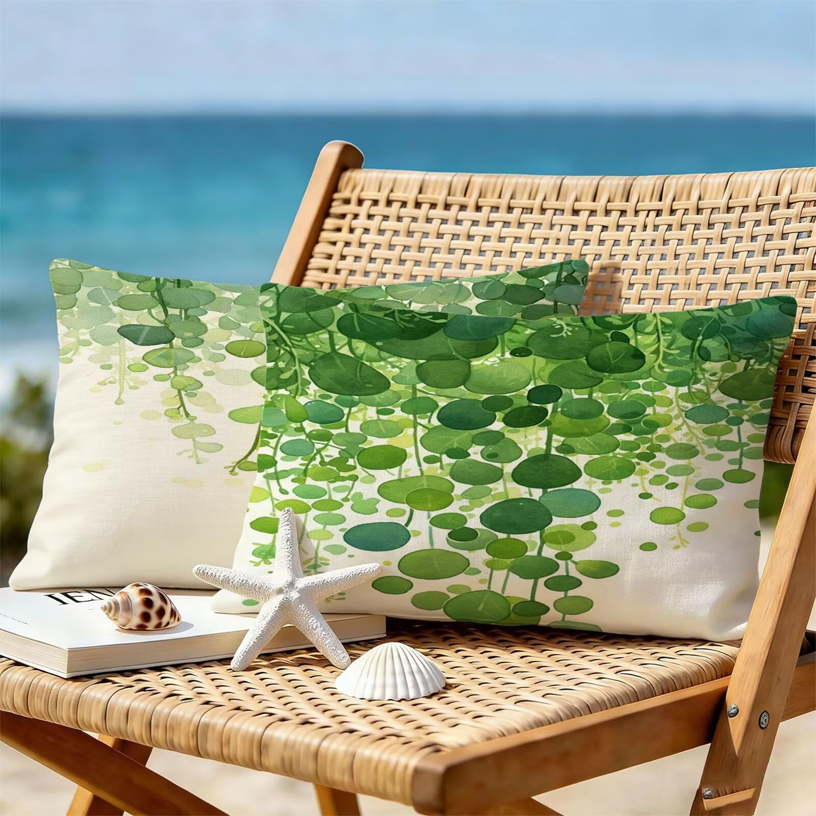Générique Housse Coussin Exterieur Impermeable 30x50cm Vert Décoratif Taie d'oreiller Decoration Botanique Housse de Coussin Exterieur Impermeable pour Salon de Jardin Lot 2. T-3265